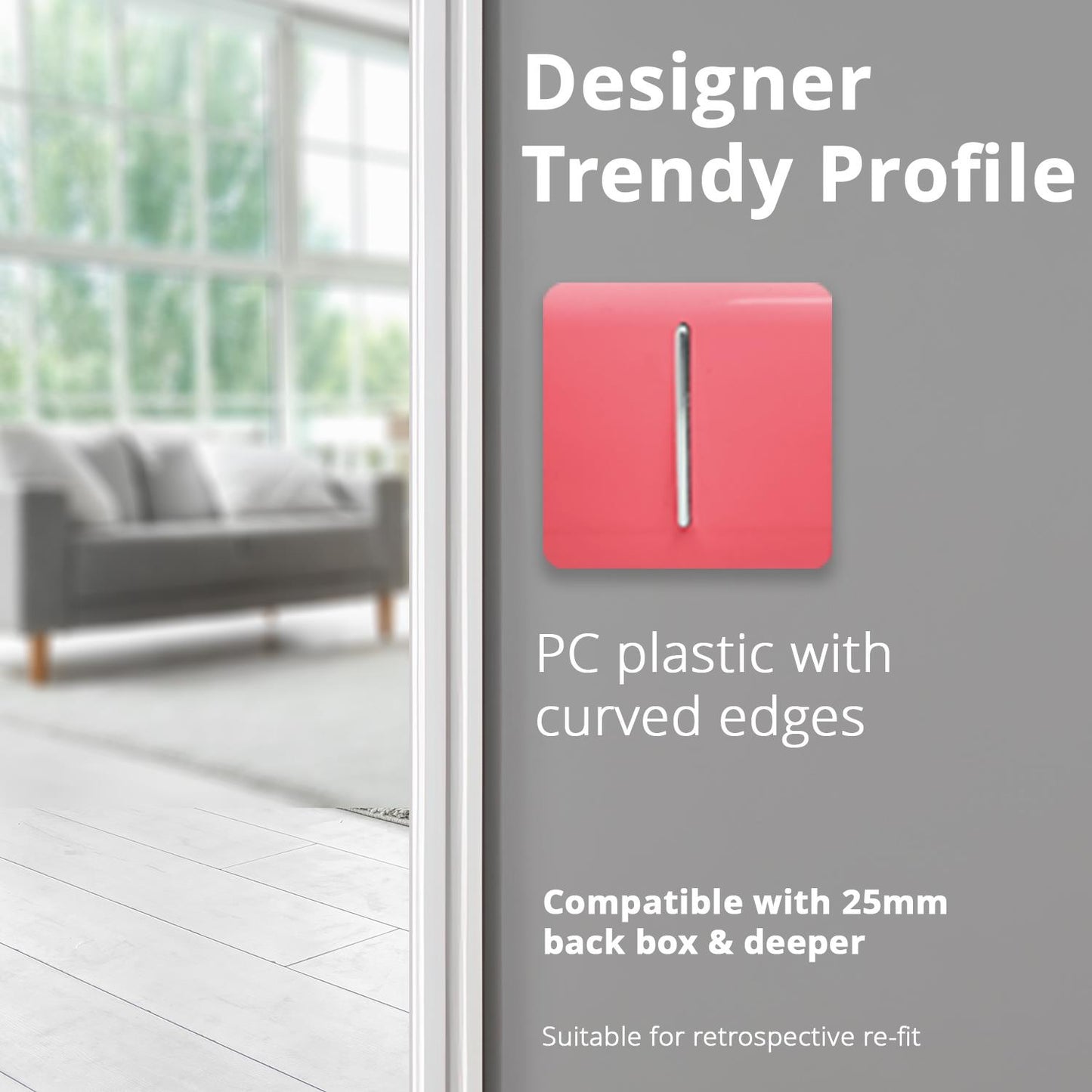 Trendi Switch 1 Gang 1 or 2 way Rocker Light Switchin Strawberry Red