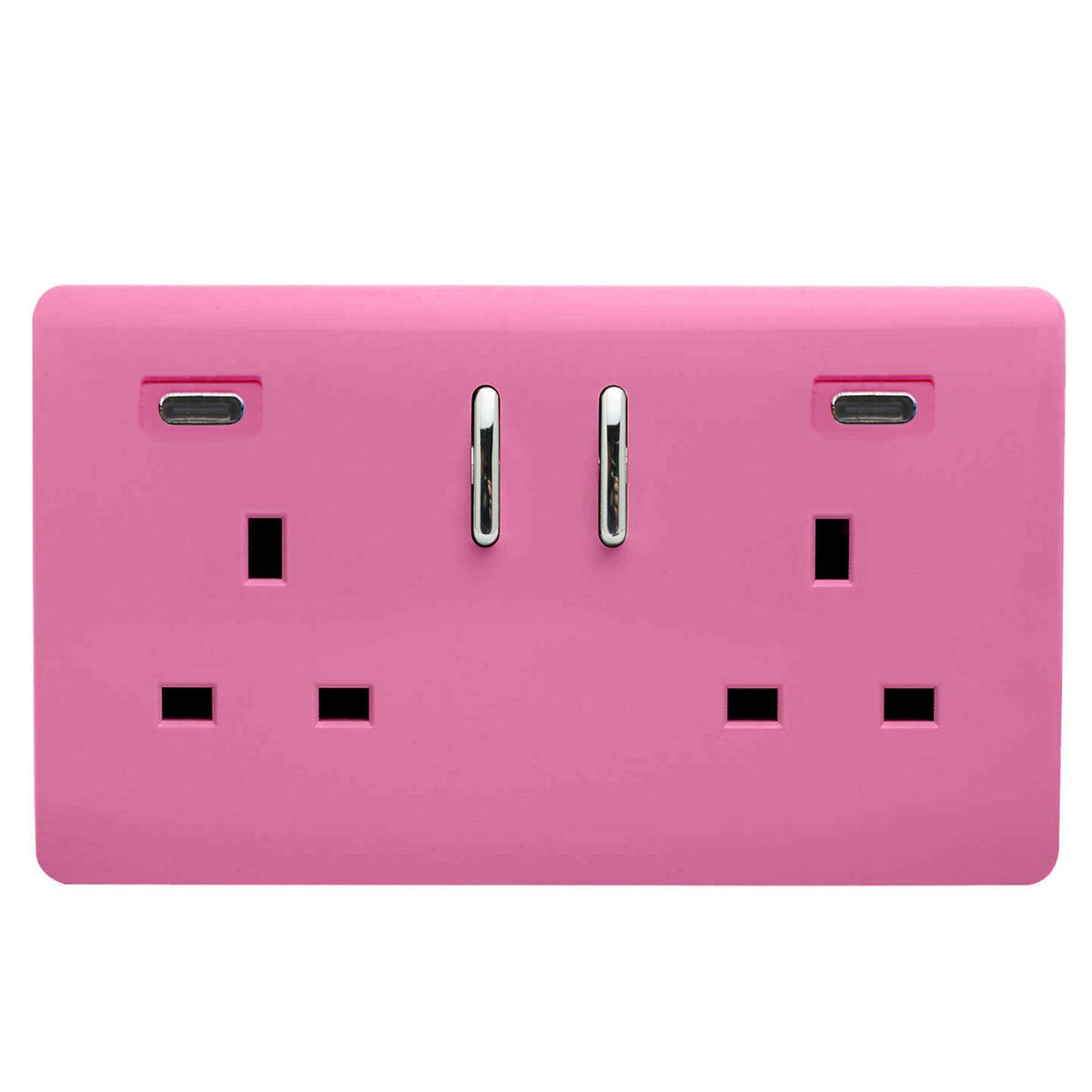 Trendi Switch 2 Gang USB 45W Type C USB Plug Socket in Candy Pink