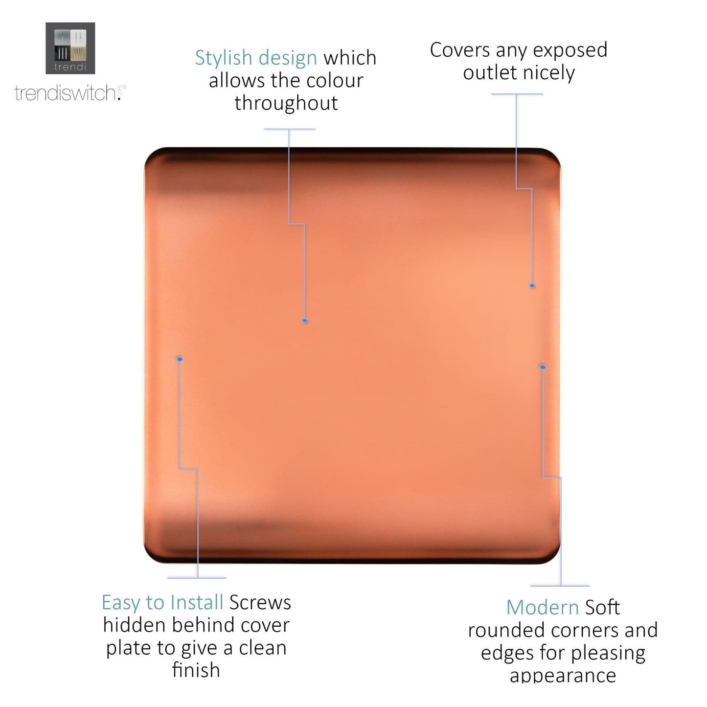 Trendi Switch Single Blanking Platein Copper