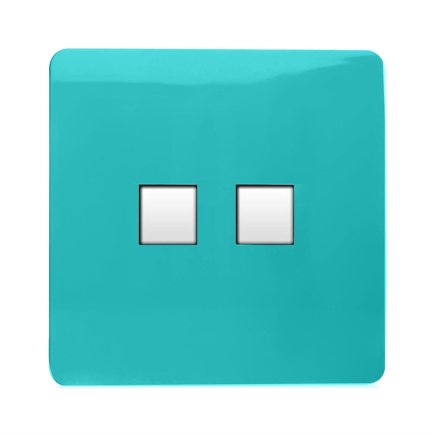 Trendi Switch 2 Gang RJ45 Cat 6 Modern Designer PC Ethernet Socketin Bright Teal