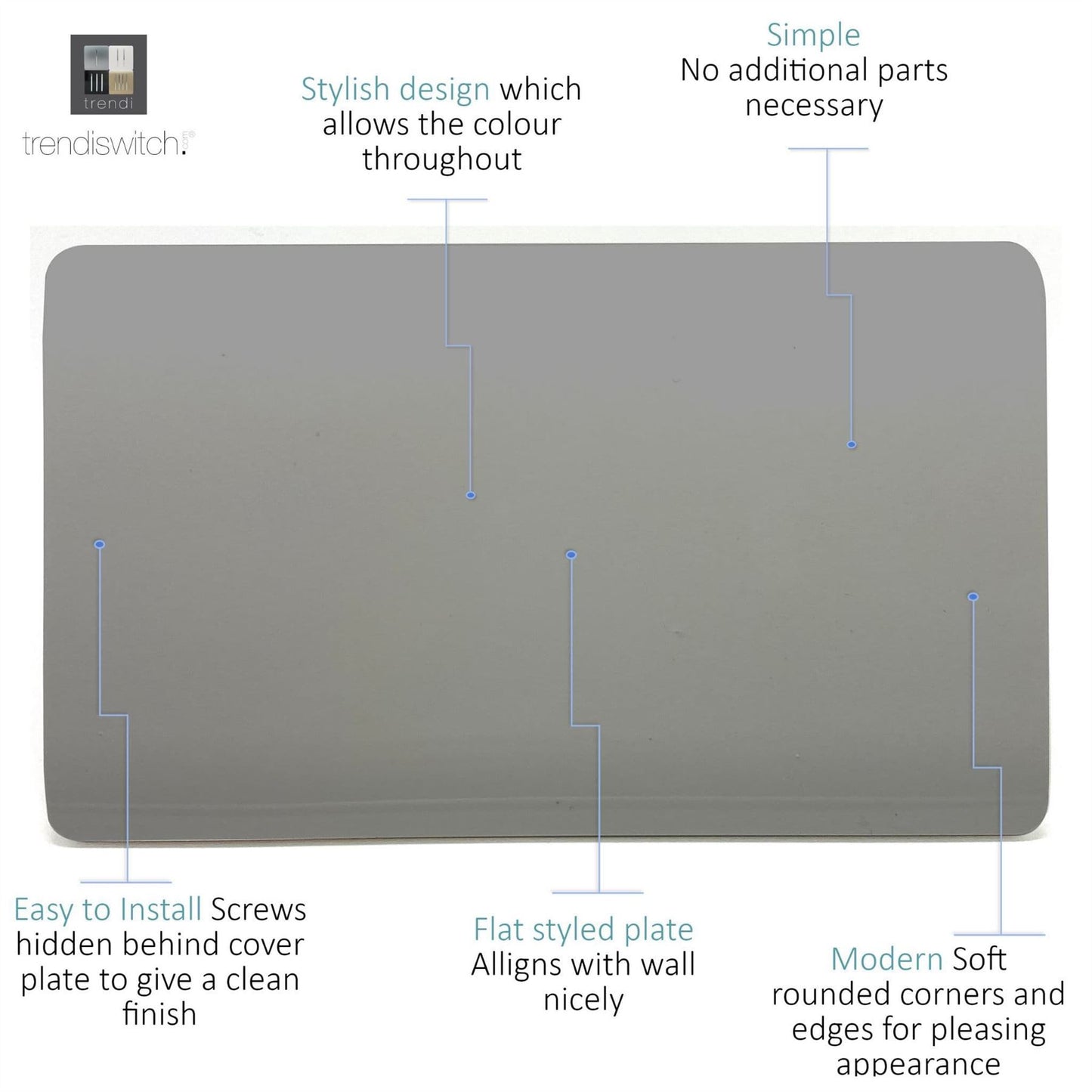Trendi Switch Double Blanking Platein Light Grey