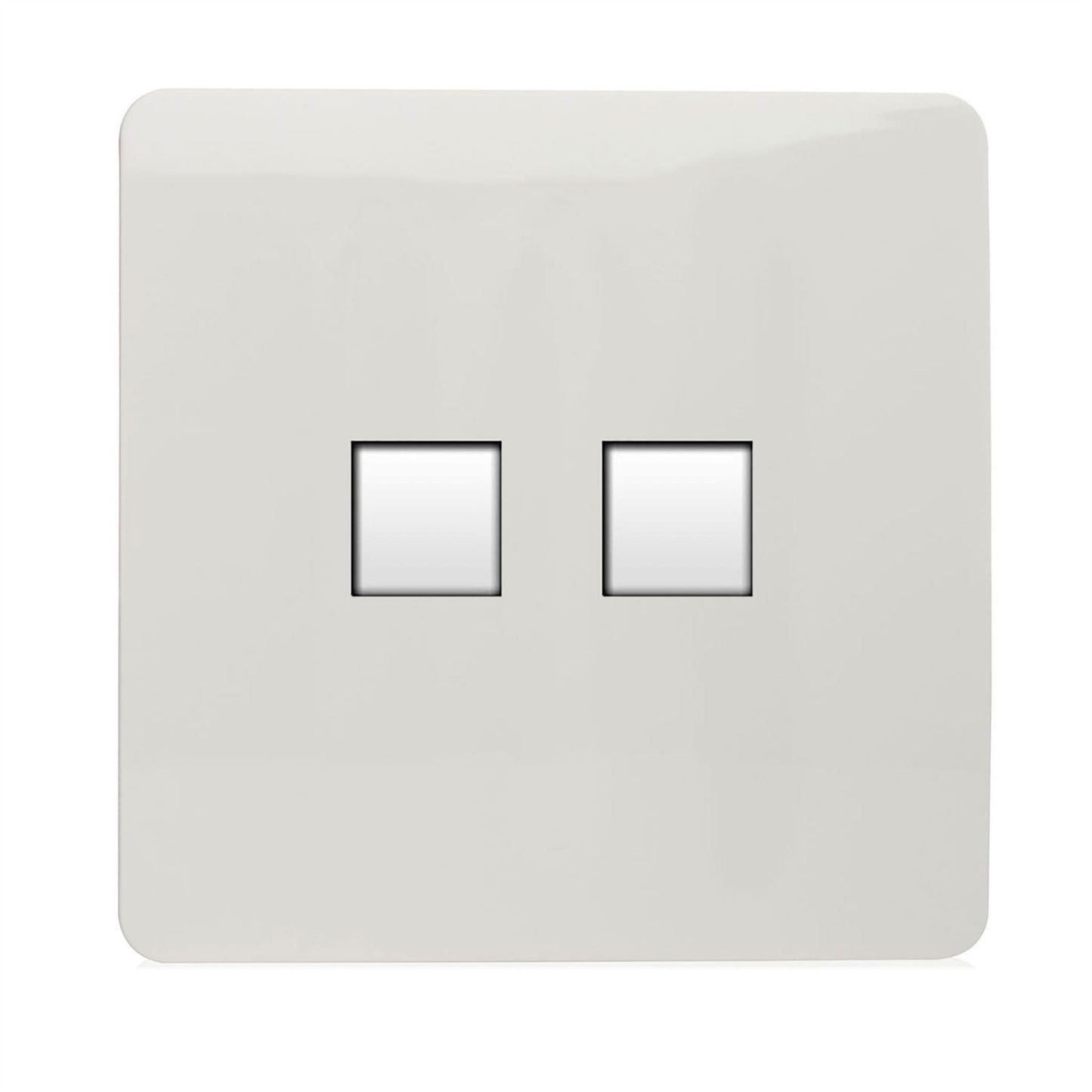 Trendi Switch 2 Gang RJ45 Cat 6 PC Ethernet & Modern Designer Telephone Slave Socketsin Ice White