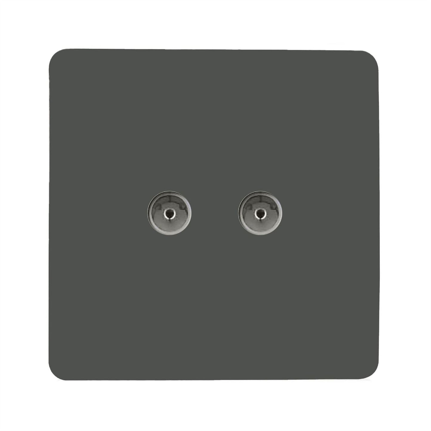 Trendi Switch 2 Gang Female Co-Axial Television Socketin Charcoal Grey