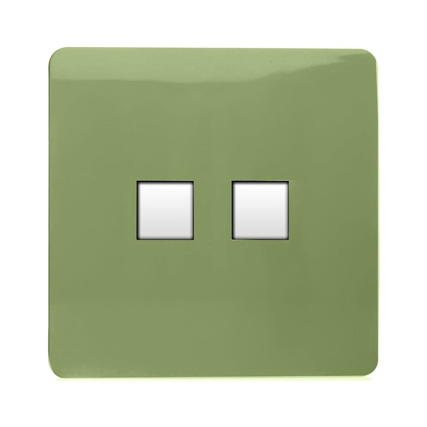 Trendi Switch 2 Gang Cat 3 Telephone Slave Socketin Moss Green