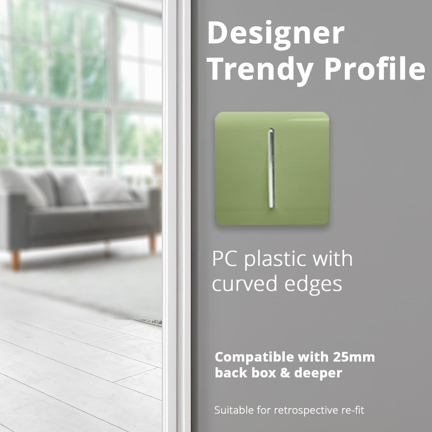 Trendi Switch 1 Gang 1 or 2 way Rocker Light Switchin Moss Green