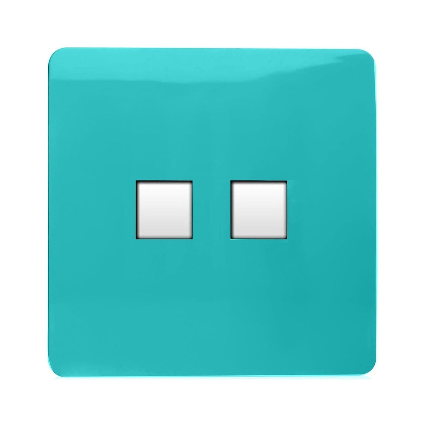 Trendi Switch 2 Gang RJ45 Cat 6 Modern Designer PC Ethernet Socketin Bright Teal