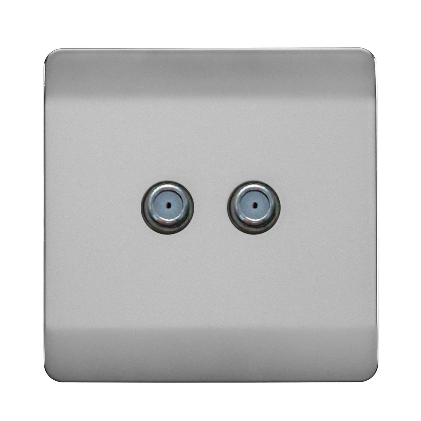 Trendi Switch 2 Gang Male F-Type Satellite Television Socketin Brushed Steel