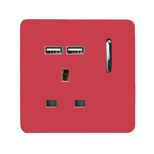Trendi Switch 1 Gang USB 2100mA Plug Socketin Strawberry Red