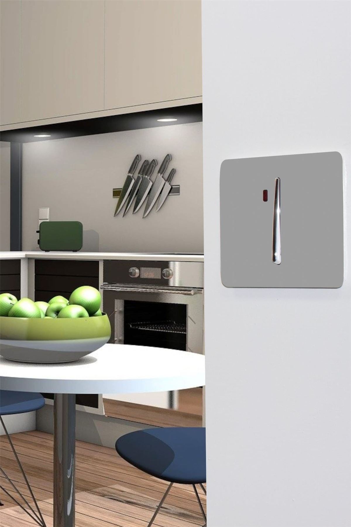 Trendi Switch 1 Gang 45 Amp Cooker Switch with Neonin Light Grey