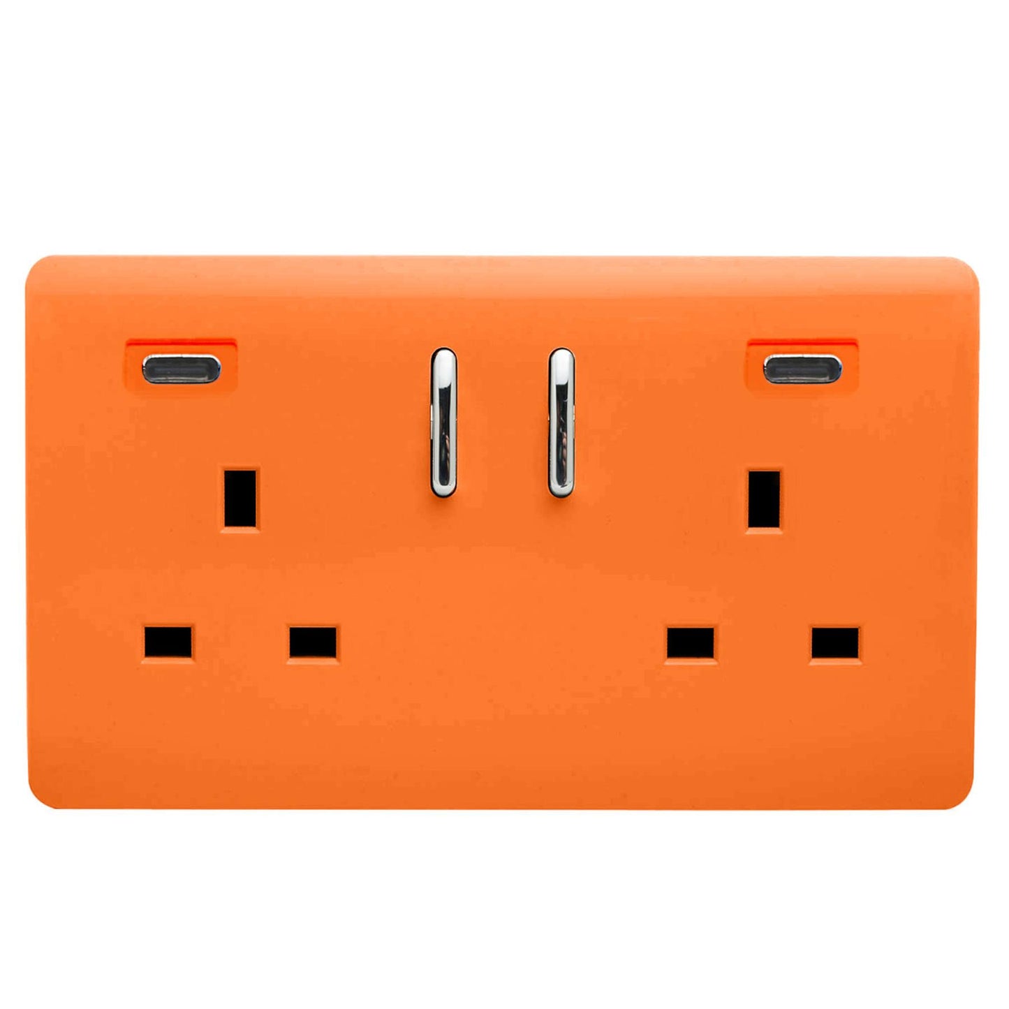 Trendi Switch 2 Gang USB 45W Type C USB Plug Socket in Sunset Orange