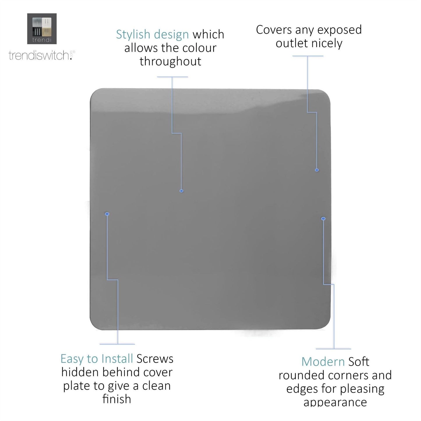 Trendi Switch Single Blanking Platein Light Grey