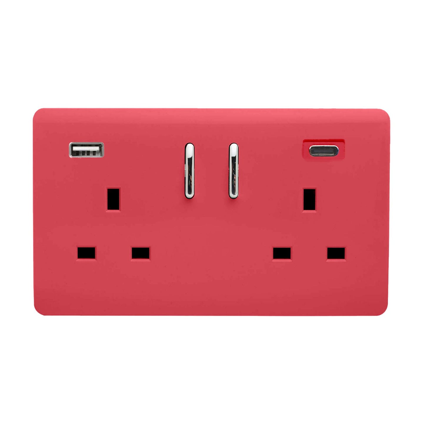 Trendi Switch 2 Gang USB 65W Type A & C USB Plug Socket in Strawberry