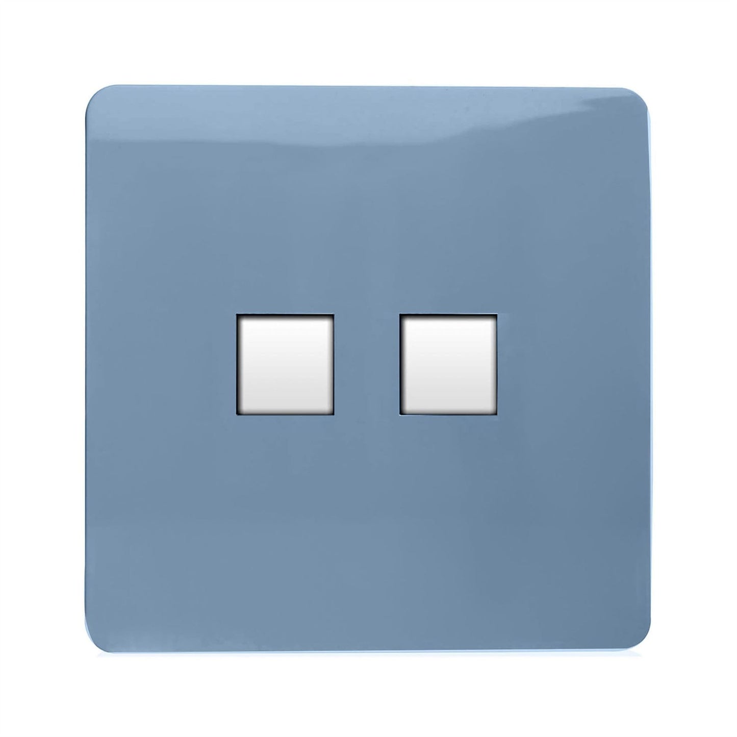 Trendi Switch 2 Gang RJ45 Cat 6 PC Ethernet & Modern Designer Telephone Slave Socketsin Sky Blue