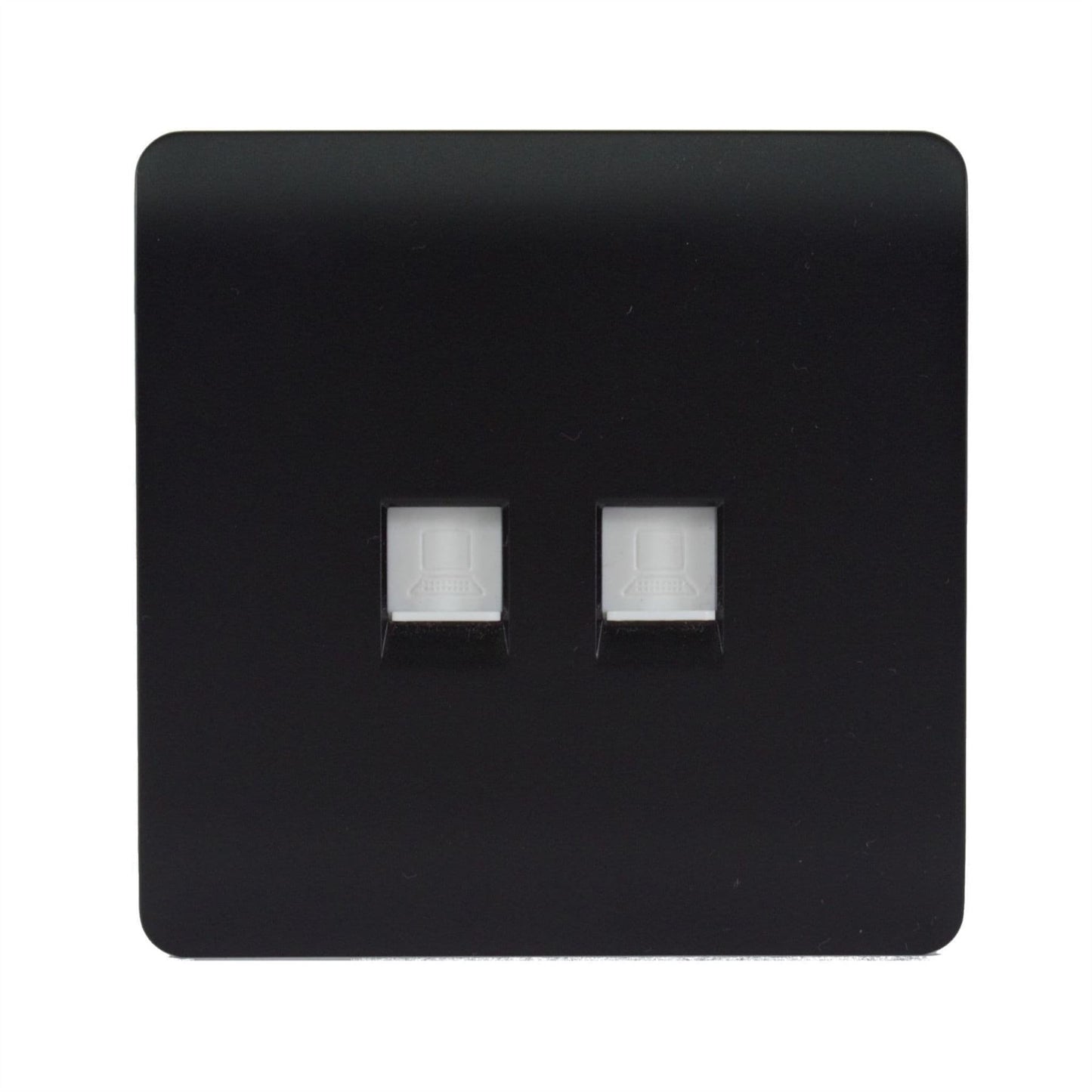 Trendi Switch 2 Gang RJ45 Cat 5e PC Ethernet Socketin Matt Black