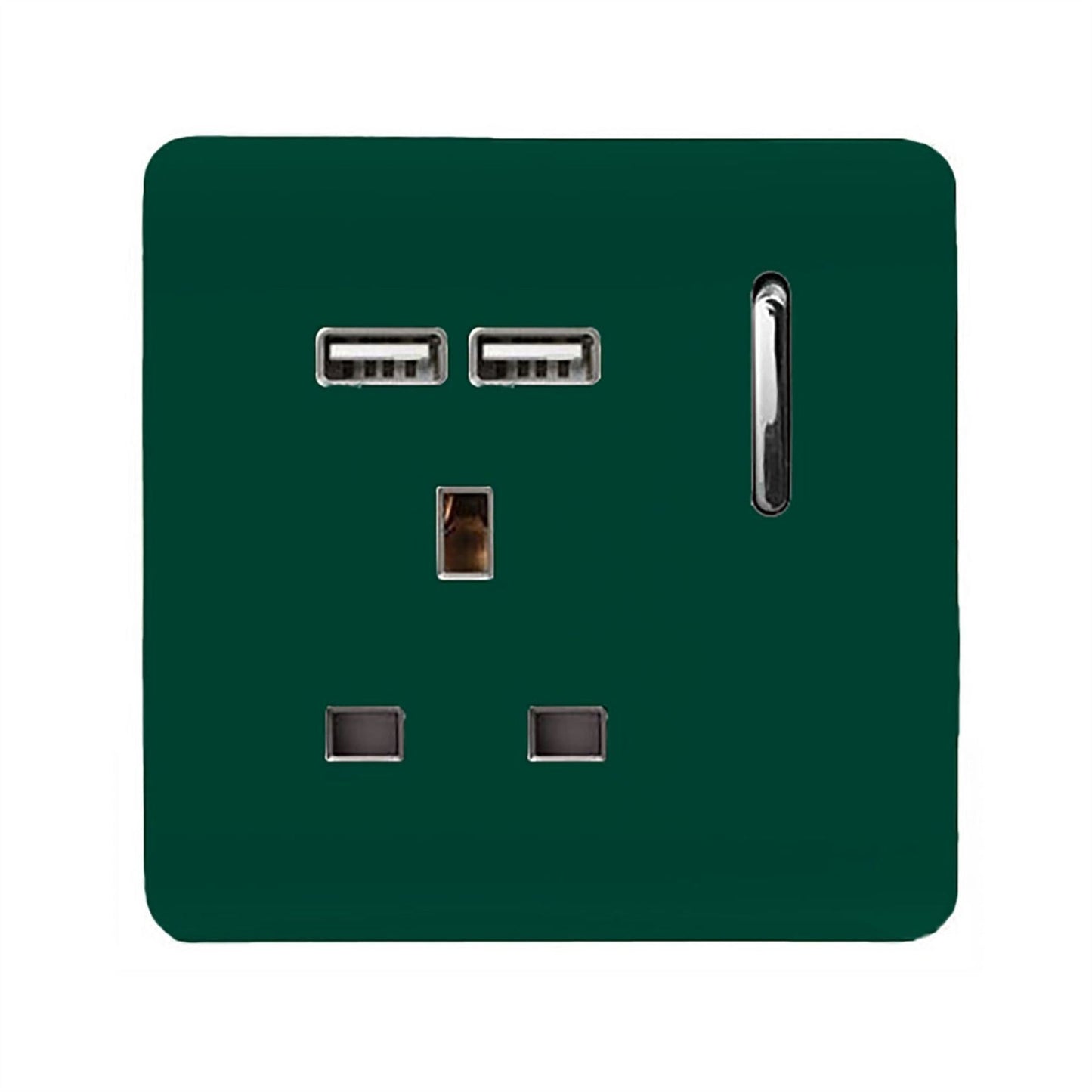 Trendi Switch 1 Gang USB 2100mA Plug Socketin Dark Forest Green