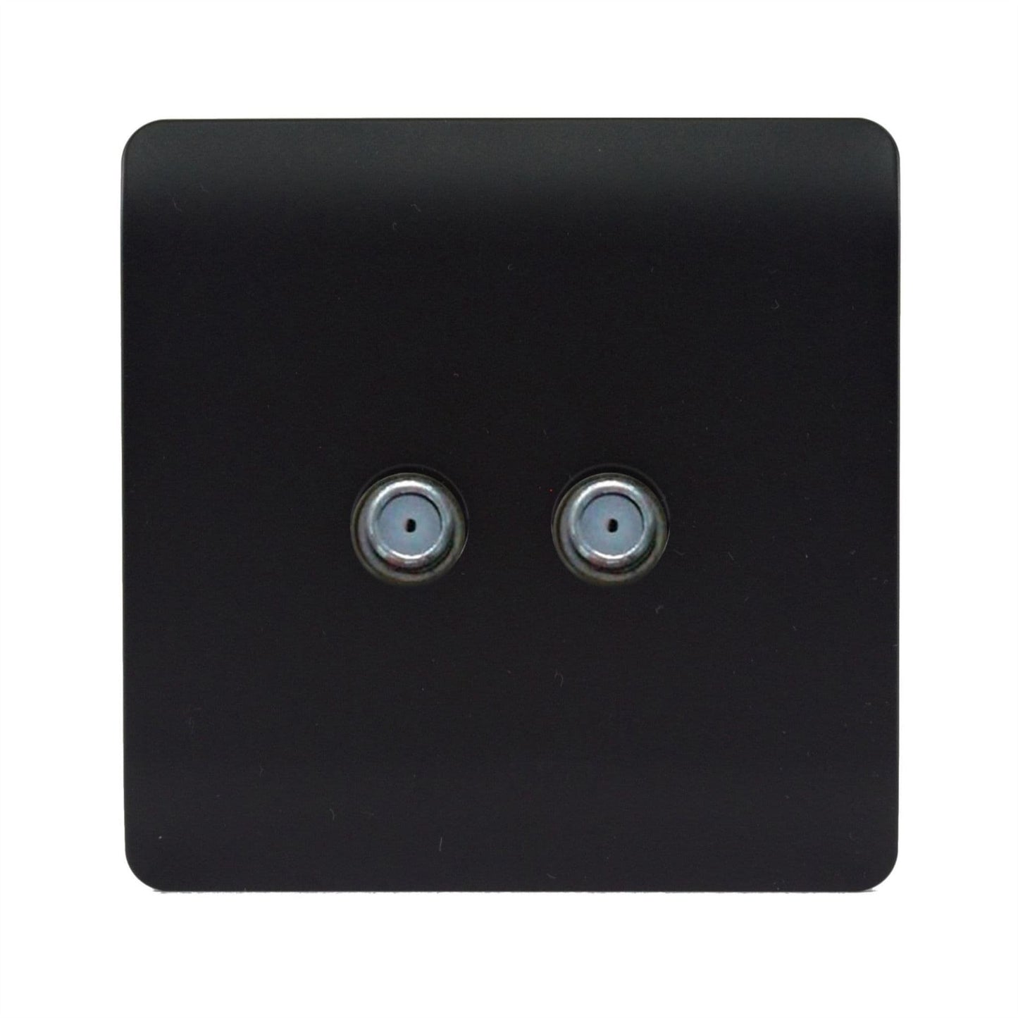 Trendi Switch 2 Gang Male F-Type Satellite Television Socketin Matt Black