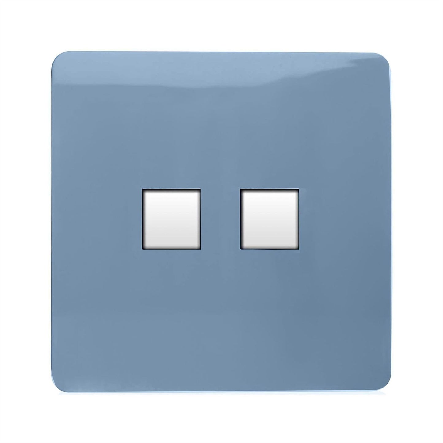 Trendi Switch 2 Gang RJ45 Cat 6 Modern Designer PC Ethernet Socketin Sky Blue