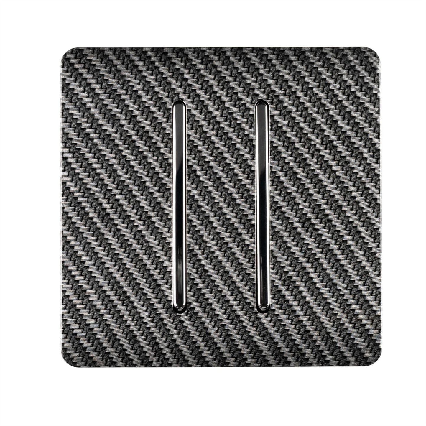 Trendi Switch 2 Gang Retractive Doorbell Switchin Carbon Fibre