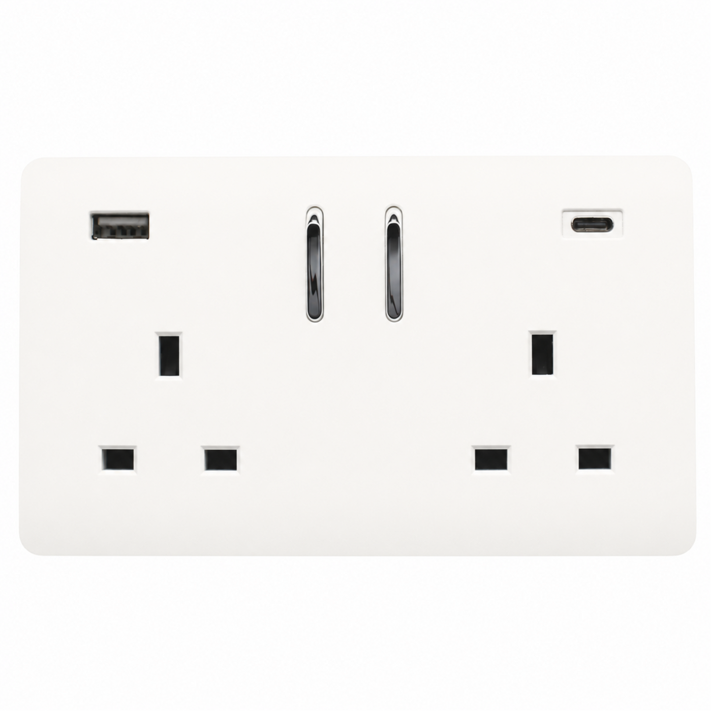 Trendi Switch 2 Gang USB 45W Type A & C USB Plug Socket in Matt White