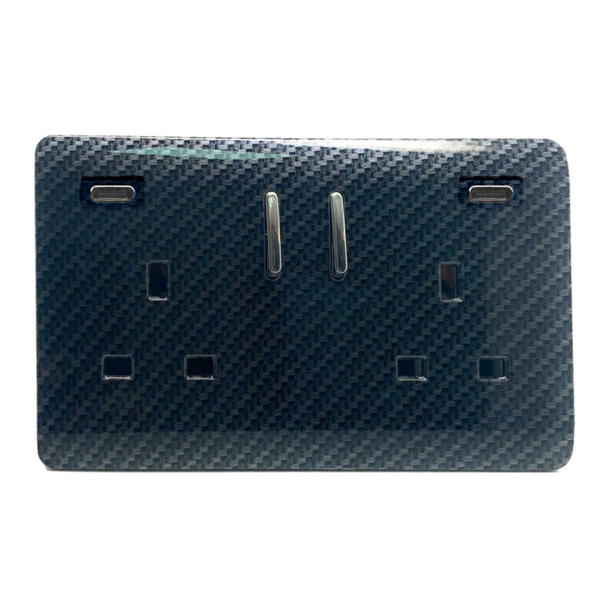 Trendi Switch 2 Gang USB 45W Type C USB Plug Socket in Carbon Fibre