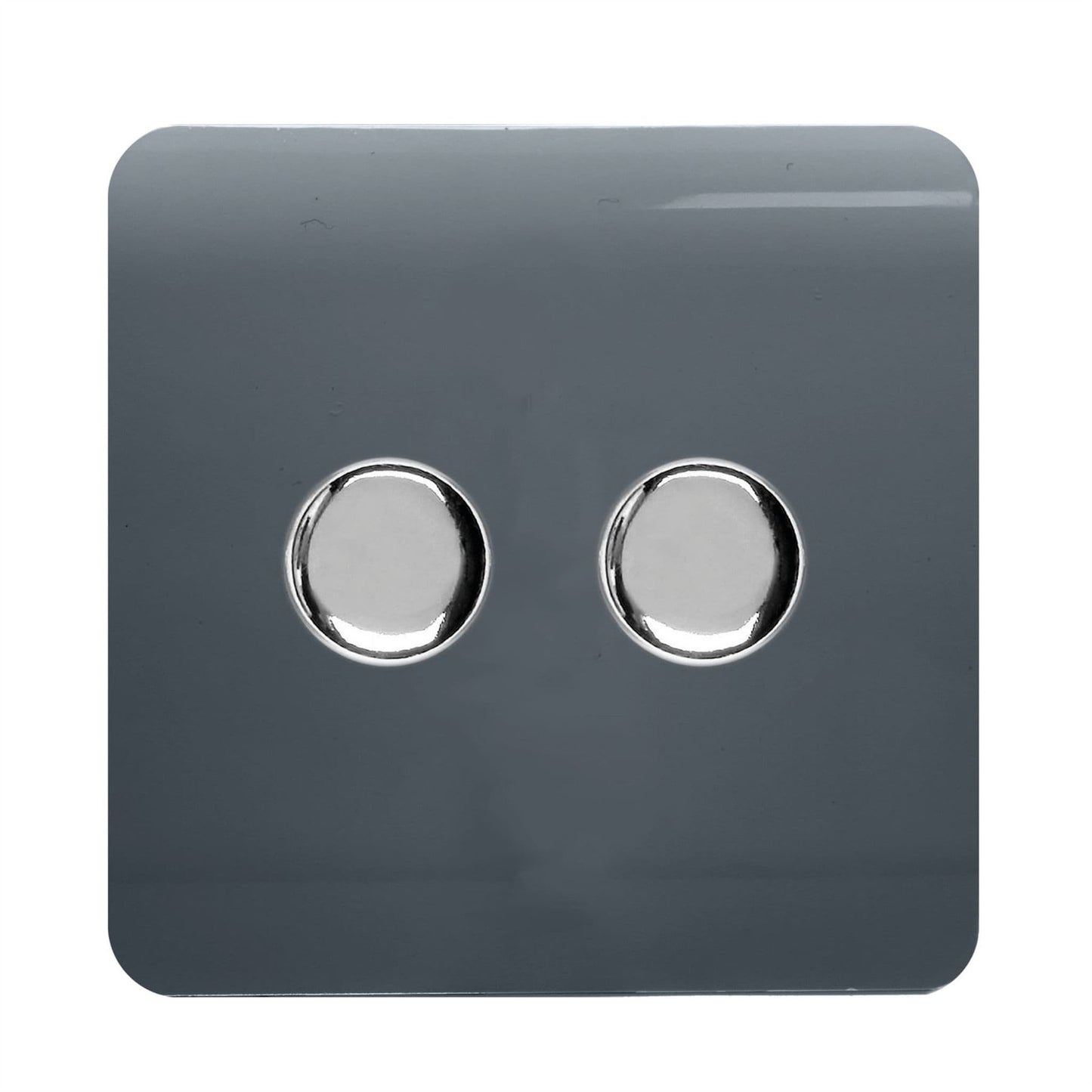 Trendi Switch 2 Gang 1 or 2 way 150w Rotary LED Dimmer Light Switchin Warm Grey