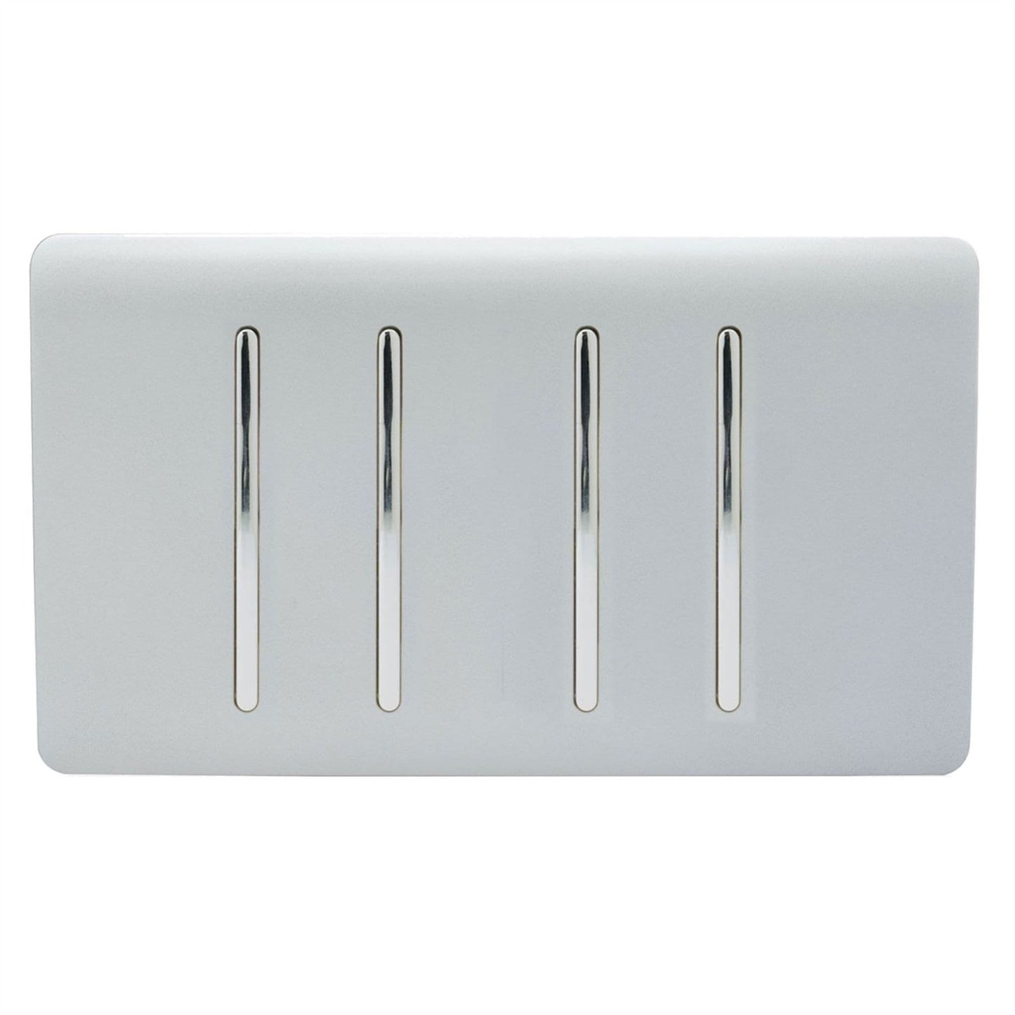 Trendi Switch 4 Gang Light Switch (2x 1 or 2 Way & 2 x Intermediate)in Platinum Silver