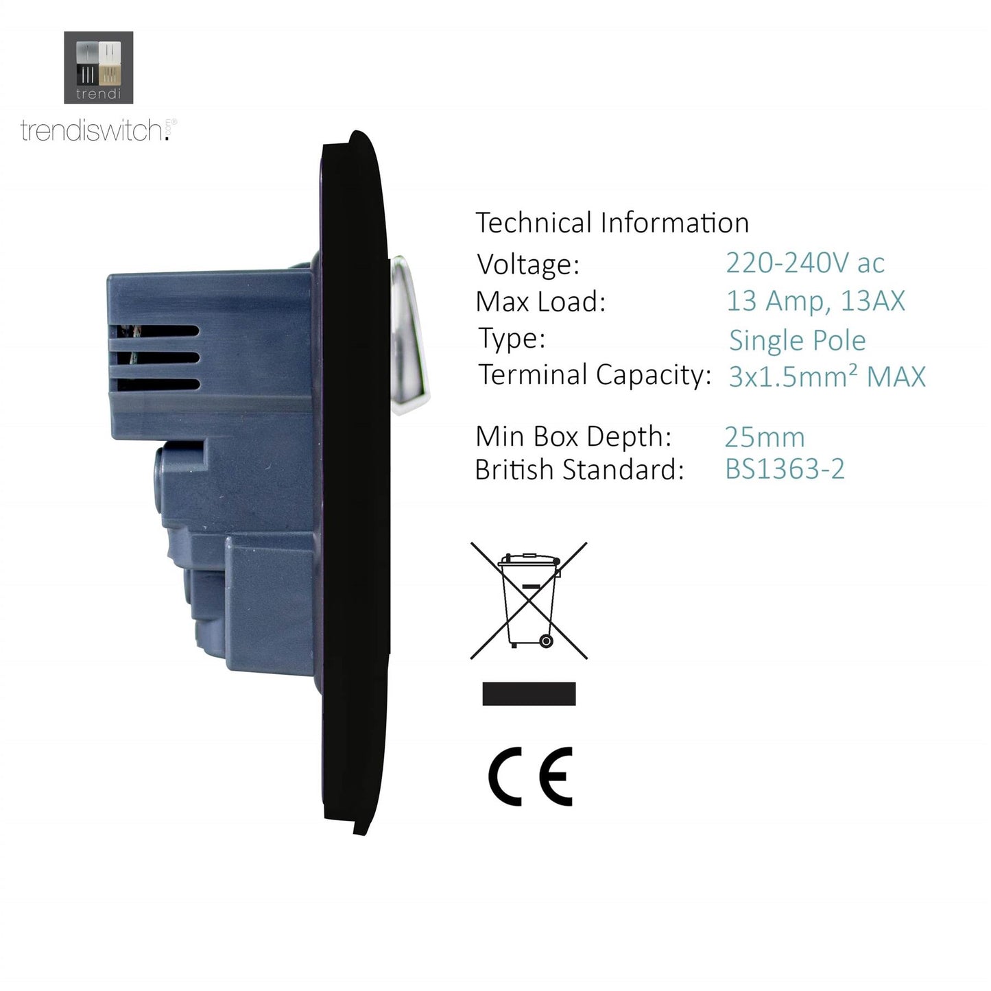 Trendi Switch 2 Gang 4 Port USB 2100mA Plug Socketin Matt Black