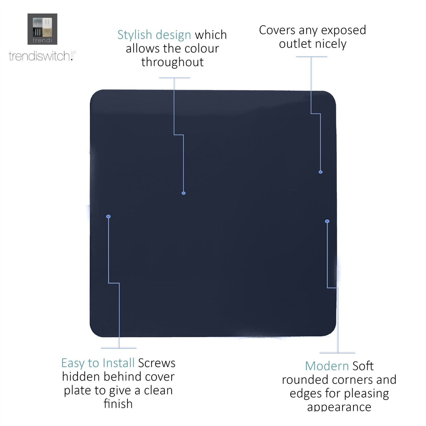 Trendi Switch Single Blanking Platein Navy Blue