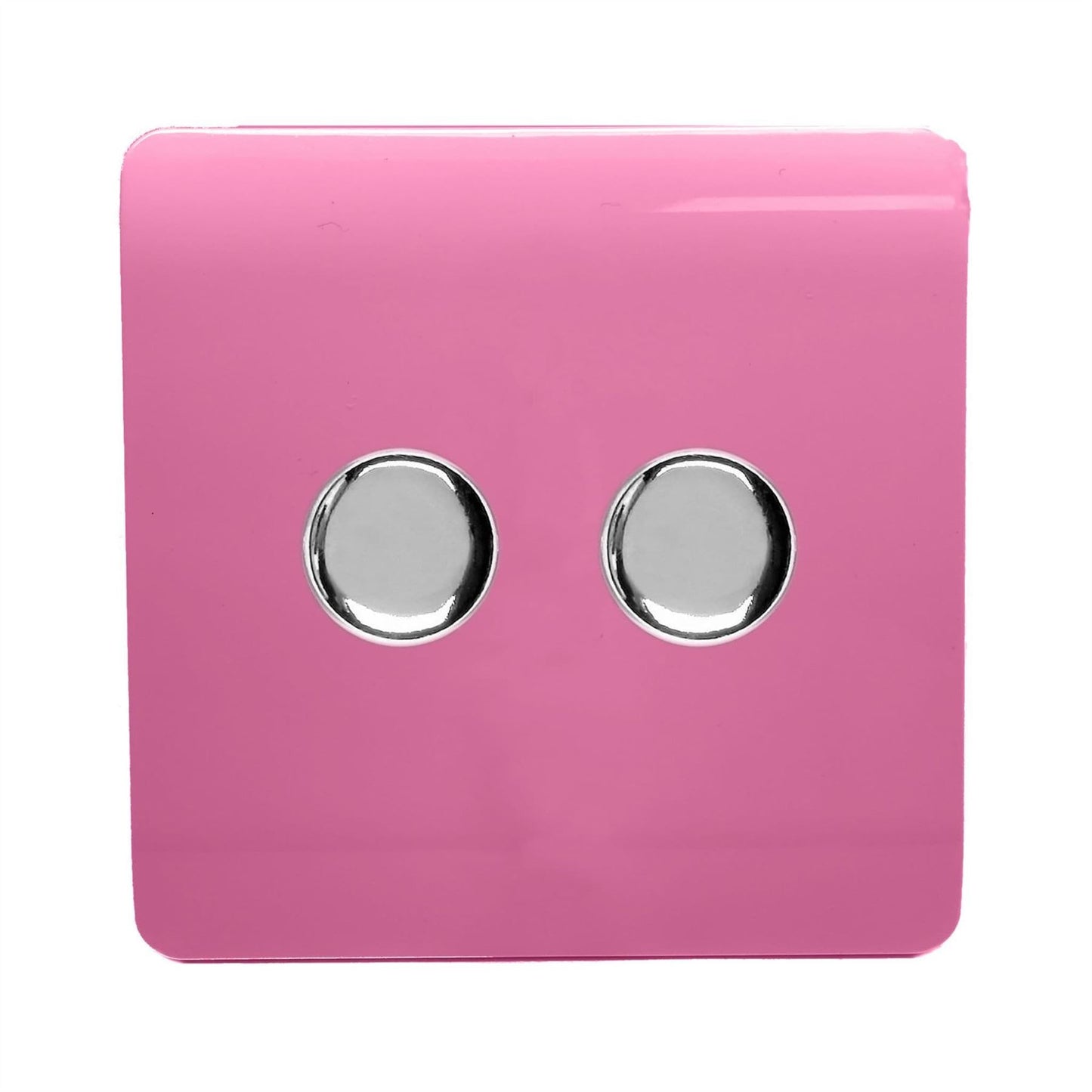 Trendi Switch 2 Gang 1 or 2 way 150w Rotary LED Dimmer Light Switchin Candy Pink