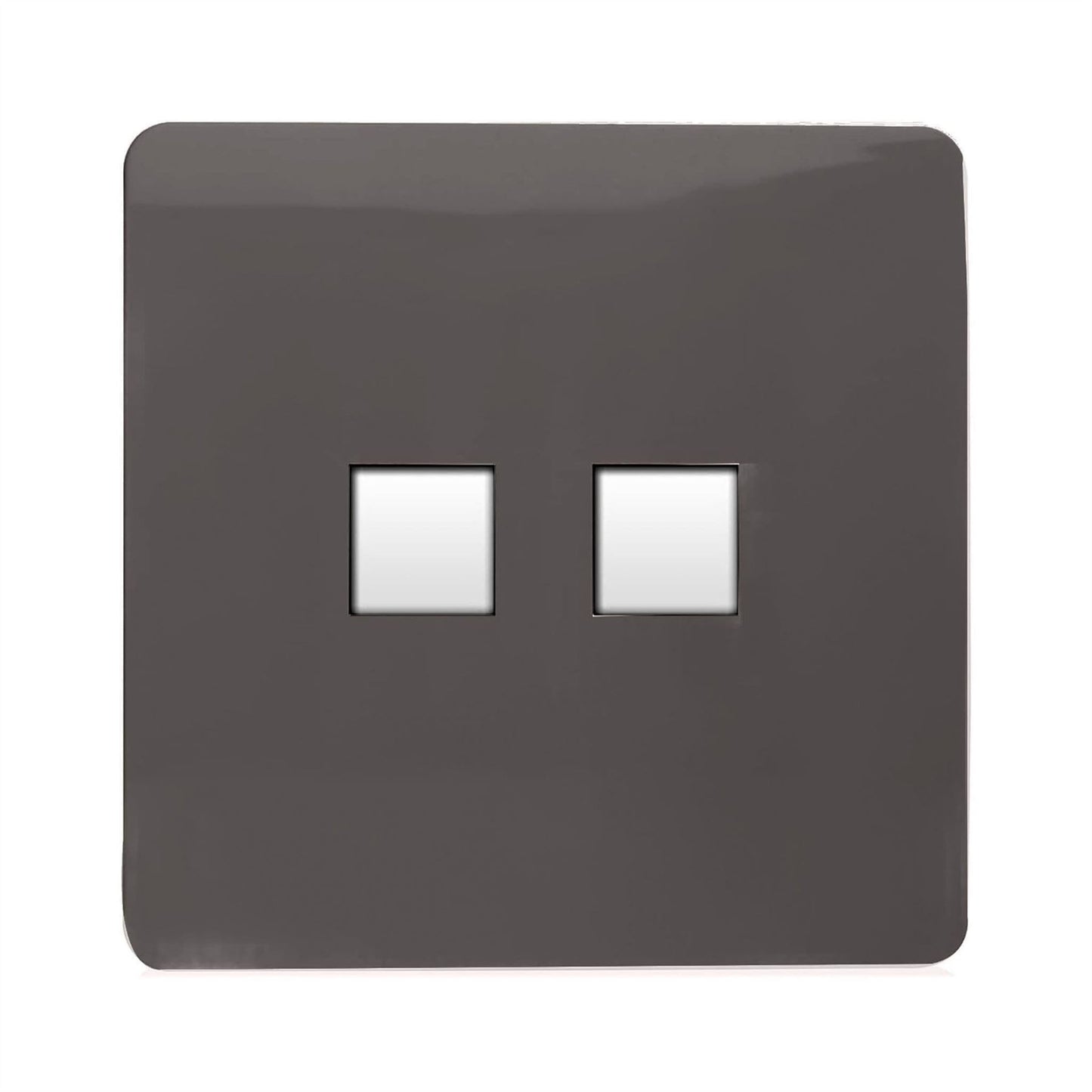 Trendi Switch 2 Gang RJ45 Cat 6 Modern Designer PC Ethernet Socketin Dark Mocha Brown