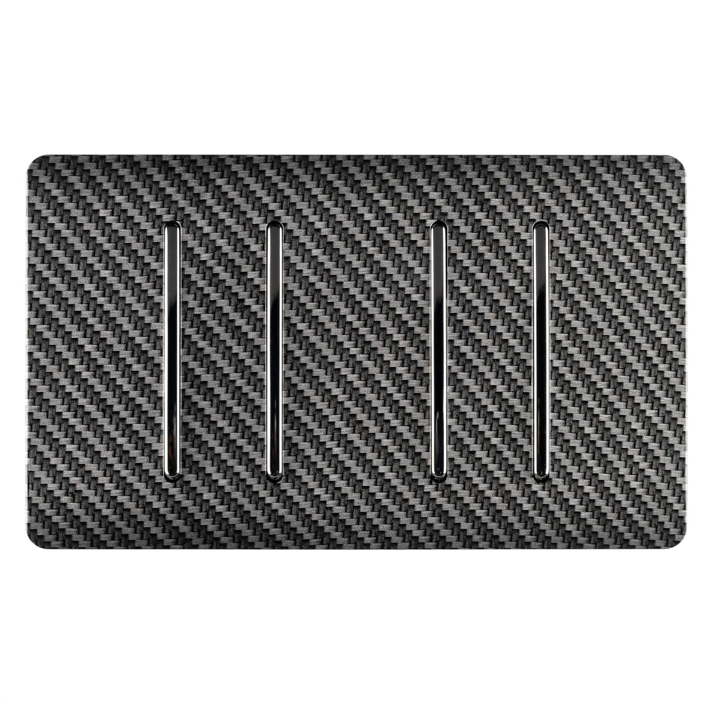 Trendi Switch 4 Gang Light Switch (2x 1 or 2 Way & 2 x Intermediate)in Carbon Fibre