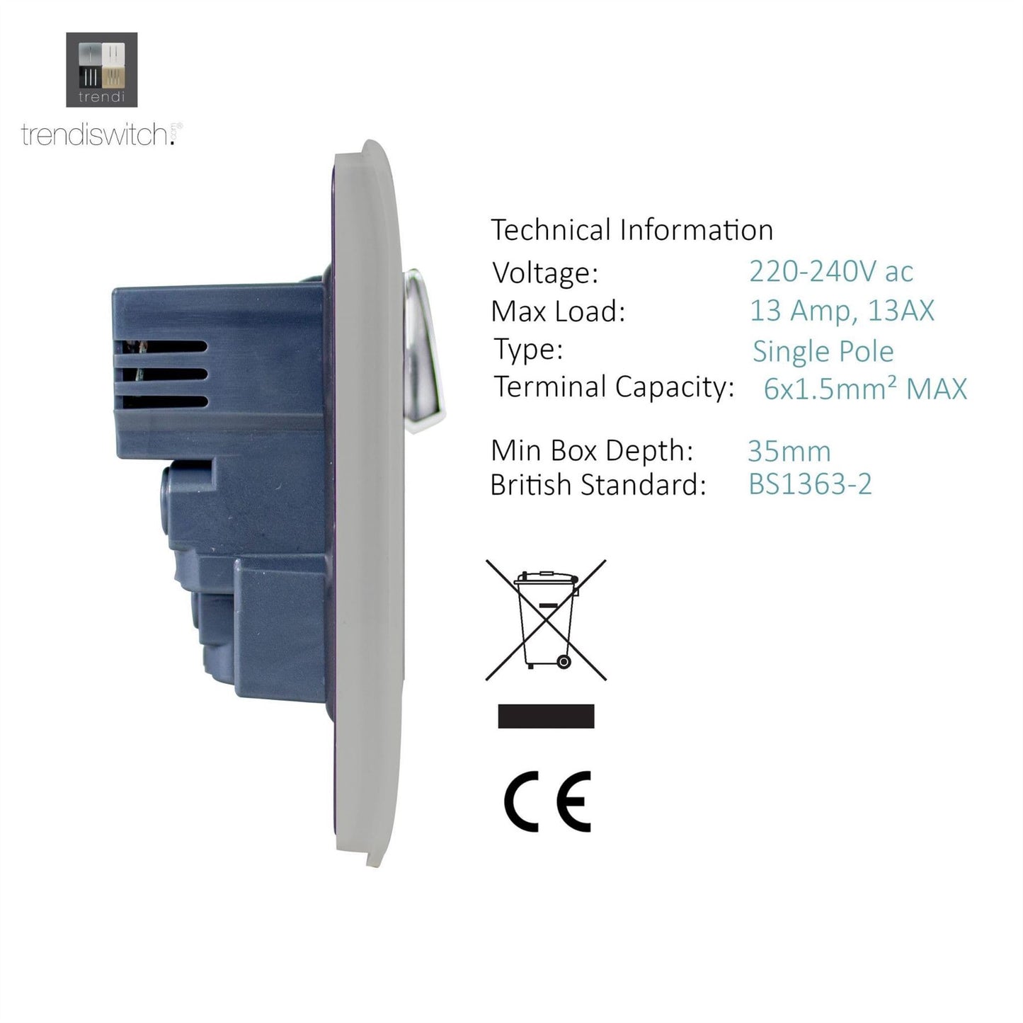 Trendi Switch 2 Gang 4 Port USB 2100mA Plug Socketin Light Grey
