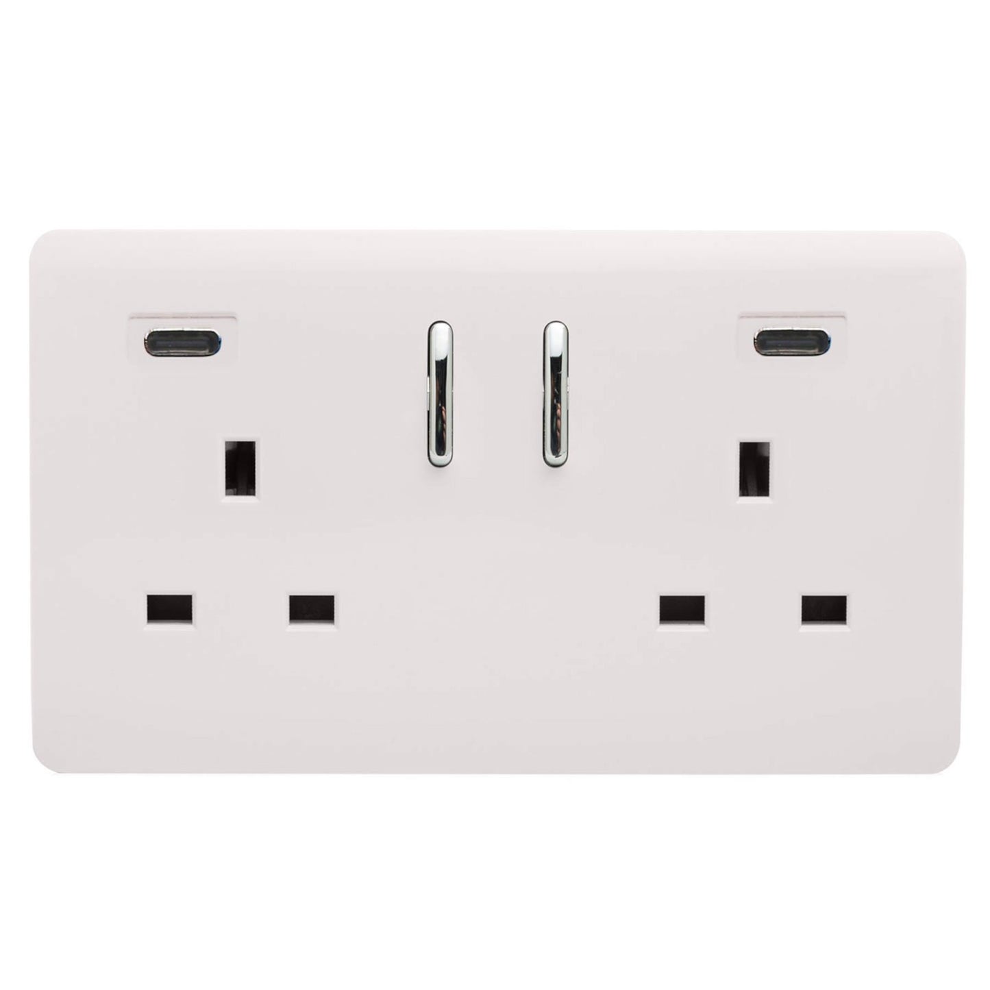 Trendi Switch 2 Gang USB 45W Type C USB Plug Socket in Ice White