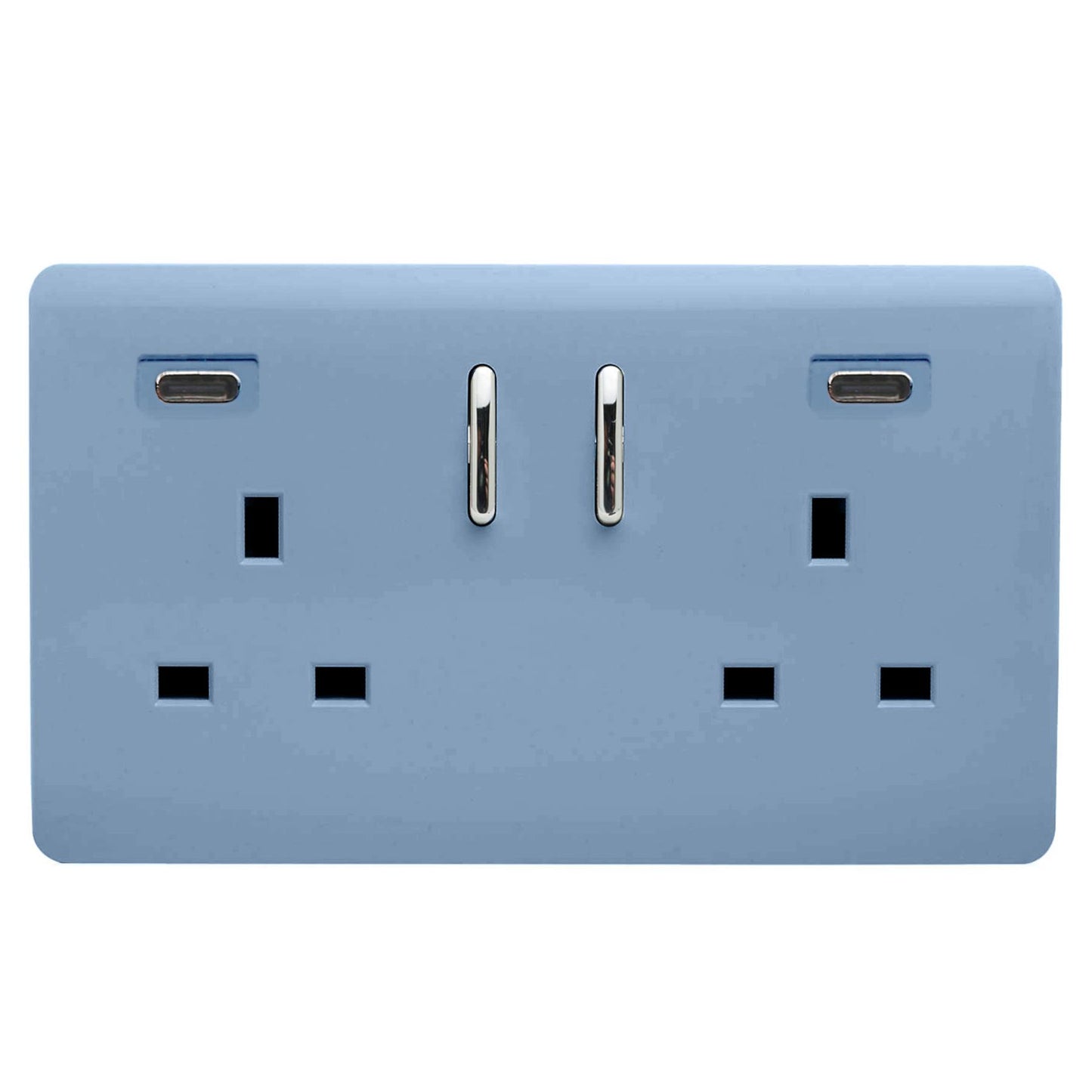 Trendi Switch 2 Gang USB 45W Type C USB Plug Socket in Sky Blue