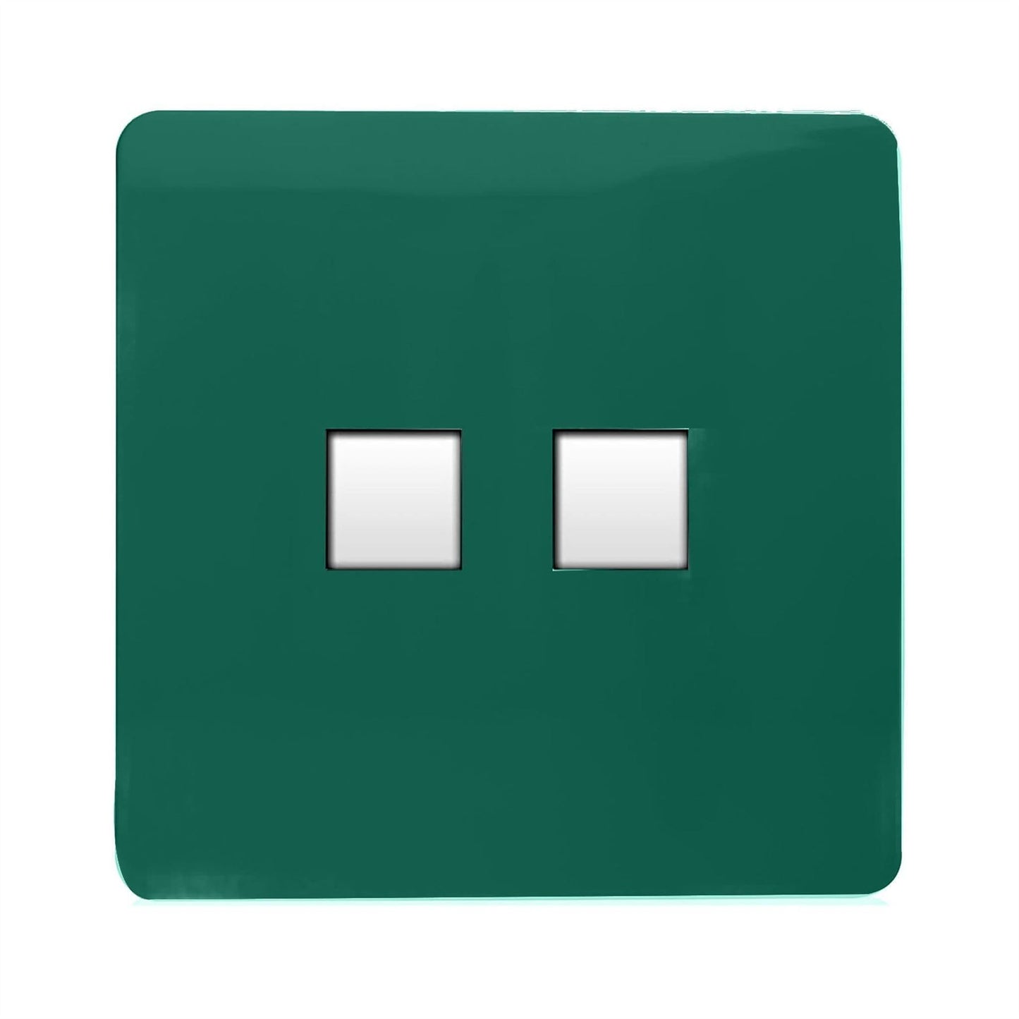 Trendi Switch 2 Gang RJ45 Cat 5e PC Ethernet Socketin Dark Forest Green