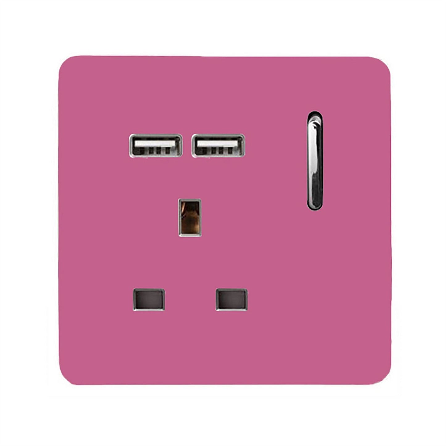 Trendi Switch 1 Gang USB 2100mA Plug Socketin Candy Pink