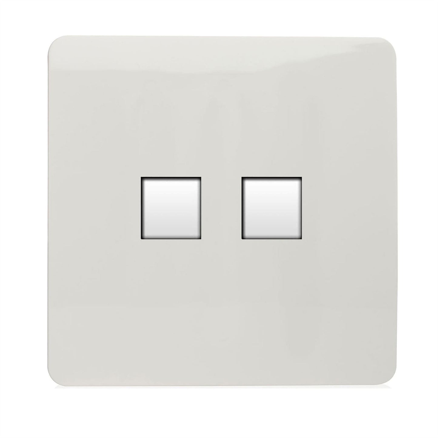 Trendi Switch 2 Gang RJ45 Cat 5e PC Ethernet Socketin Ice White