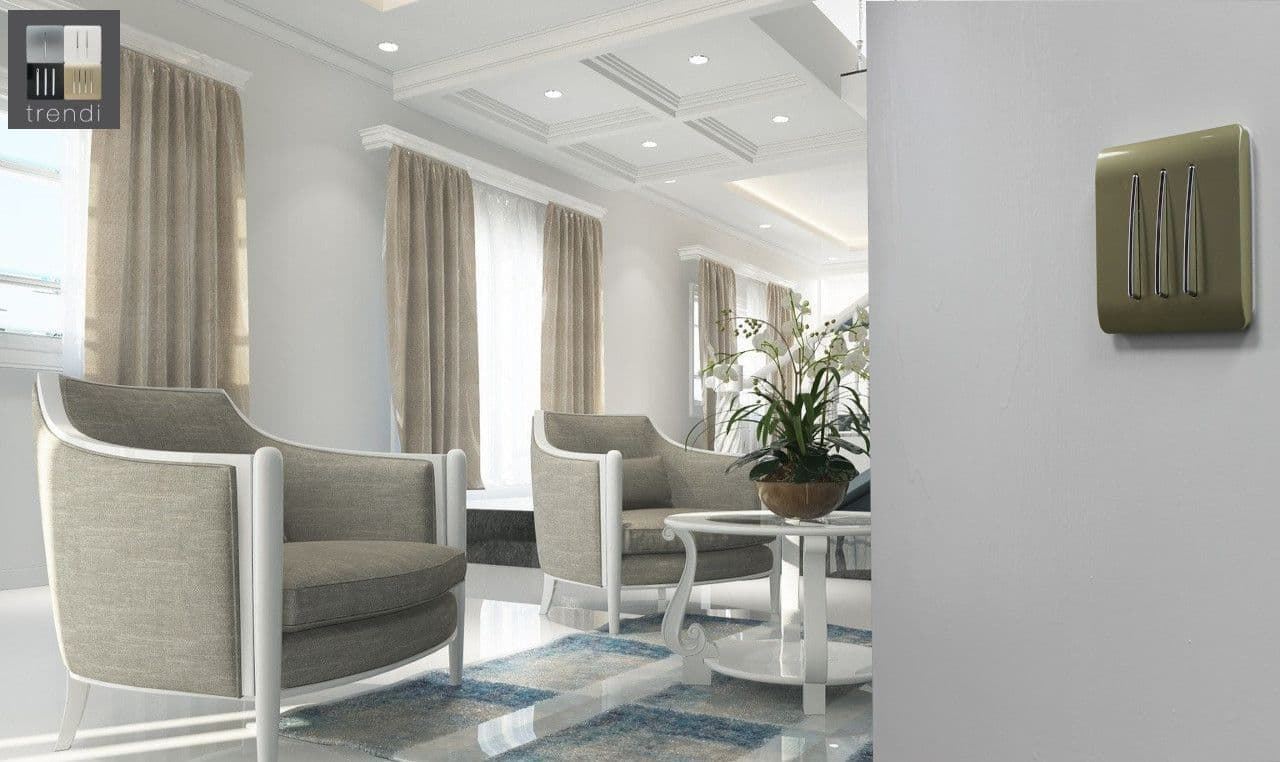 Trendi Switch 3 Gang 1 or 2 way Rocker Light Switch in Champagne Gold