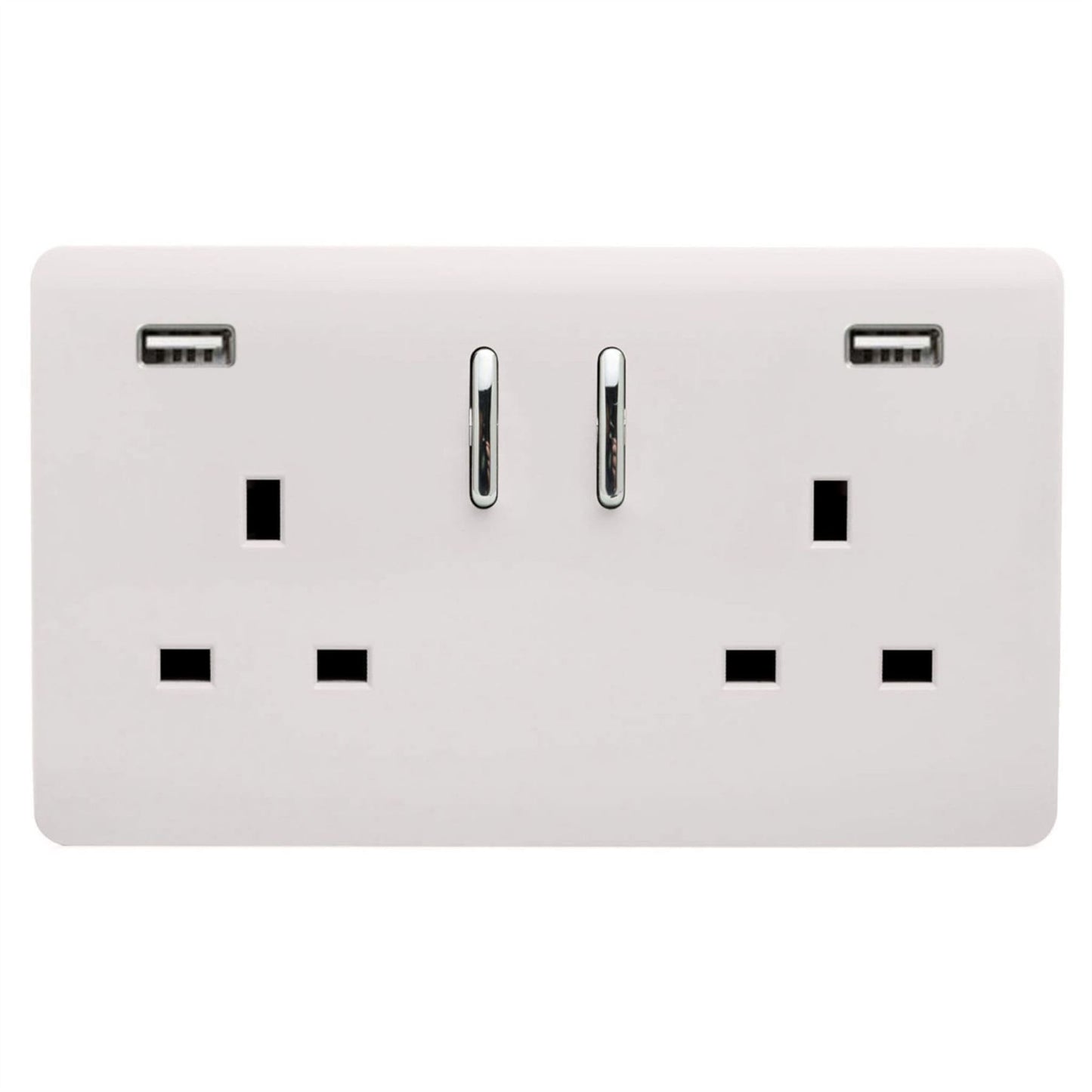Trendi Switch 2 Gang USB 3100mA Plug Socketin Ice White
