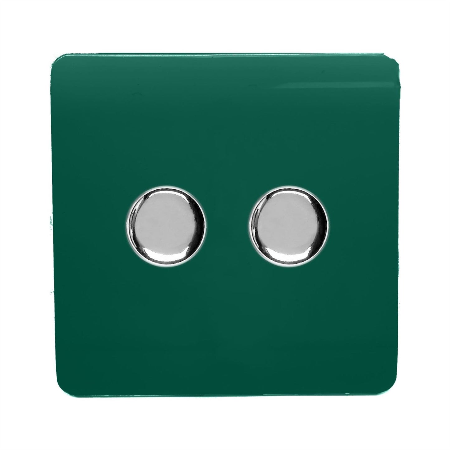 Trendi Switch 2 Gang 1 or 2 way 150w Rotary LED Dimmer Light Switchin Dark Forest Green