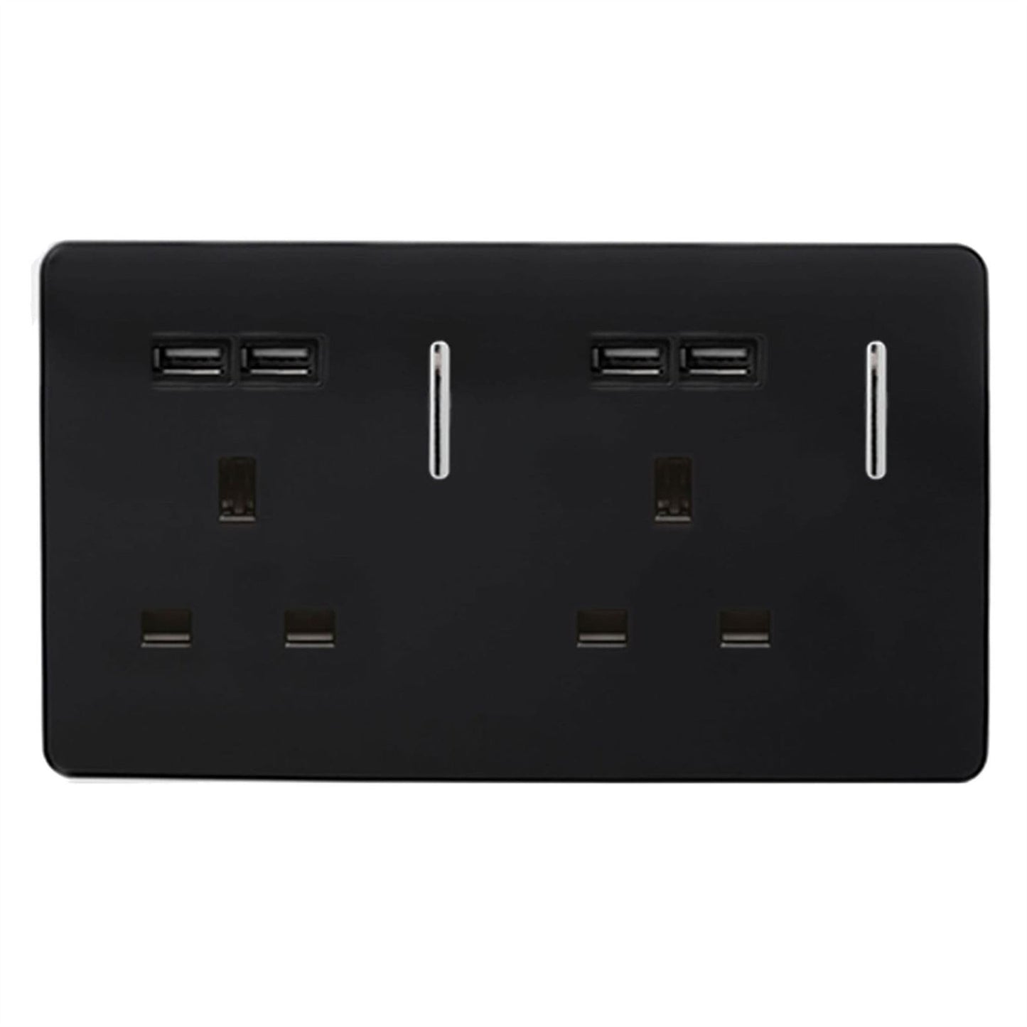 Trendi Switch 2 Gang 4 Port USB 2100mA Plug Socketin Piano Black