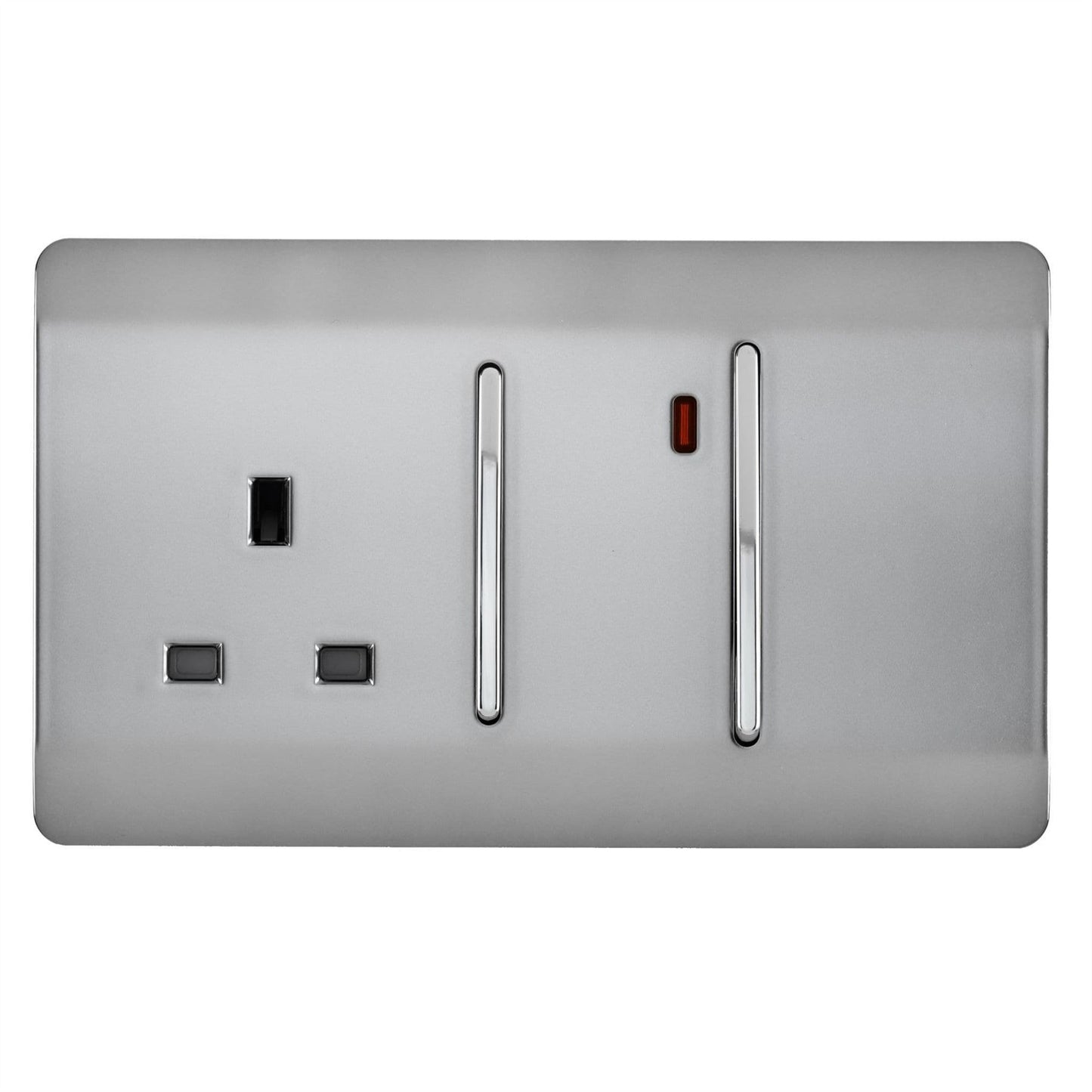 Trendi Switch 45 Amp Cooker Switch & 13 Amp Plug Socket with Neonin Brushed Steel