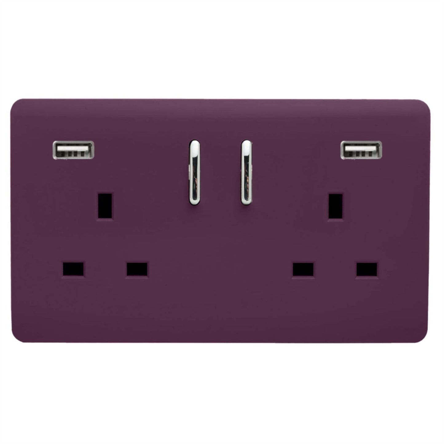 Trendi Switch 2 Gang USB 3100mA Plug Socketin Plum Purple