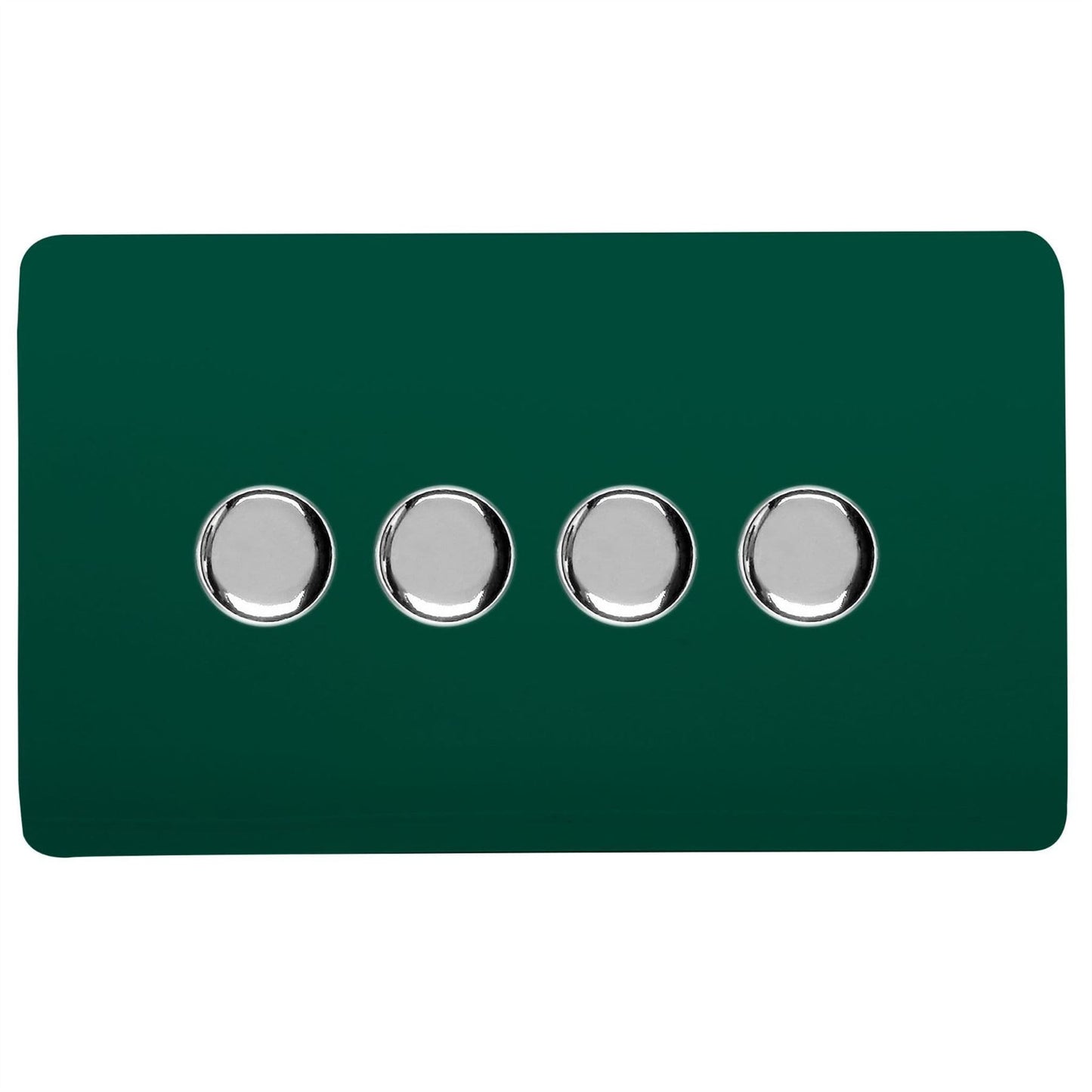 Trendi 4 Gang 2 Way 240V 100w LED Dimmer Screwless Raised Front Plate Plastic Artistic Modern Glossy 10 Amp Chrome Single Electrical Wall Light Switch in Dark Forest Green - ART-4LDMDG
