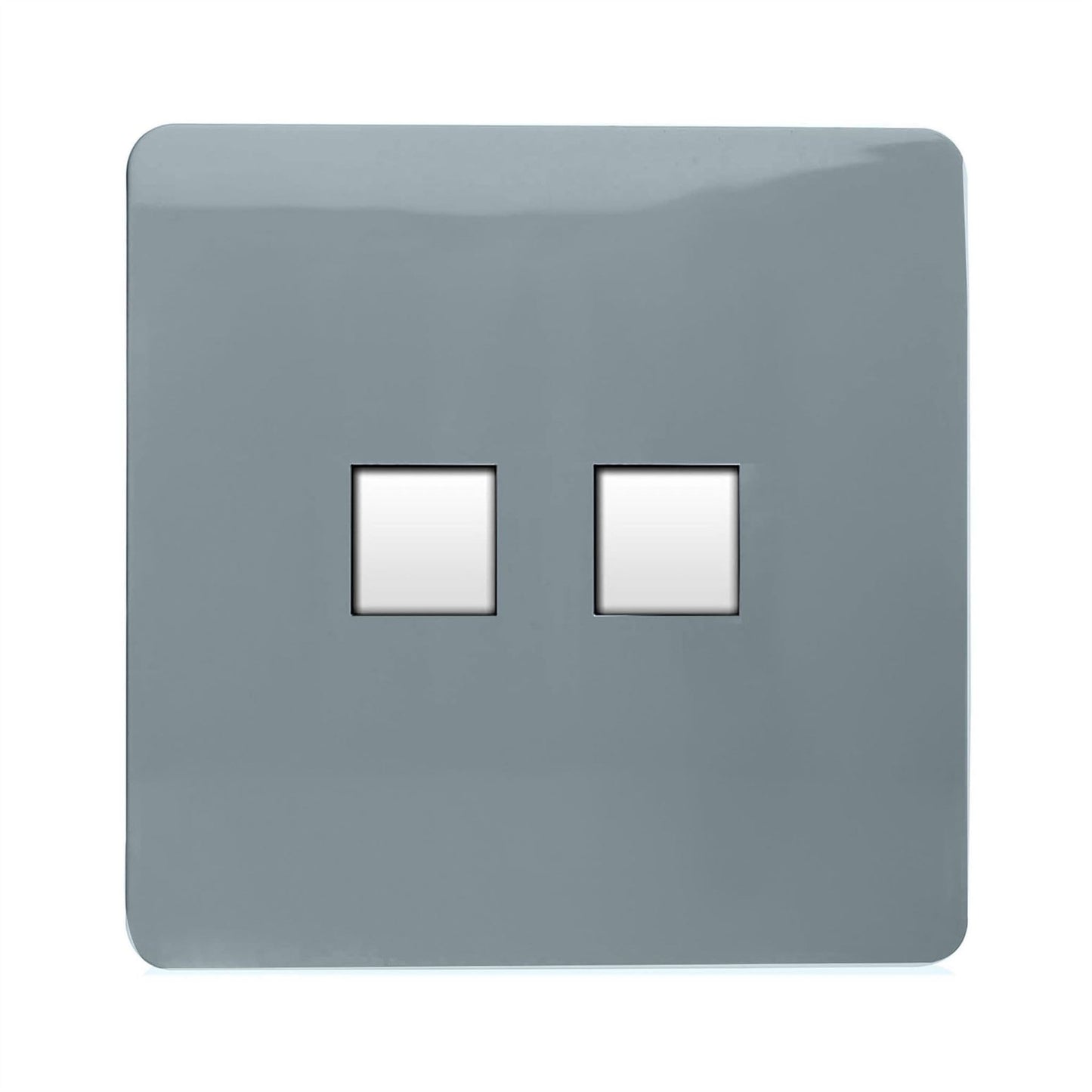 Trendi Switch 2 Gang Cat 3 Telephone Slave Socketin Cool Grey