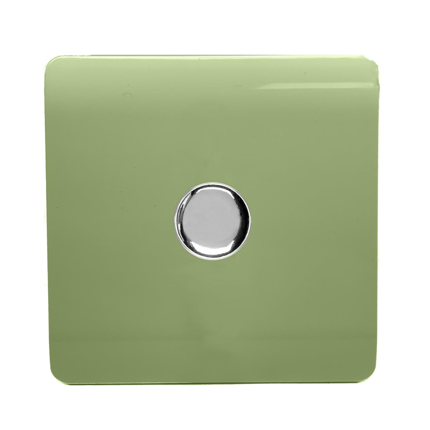 Trendi 1 Gang 2 Way 150w LED Dimmer Screwless 10 Amp Wall Light Switch in Moss Green - ART-LDM150WMG