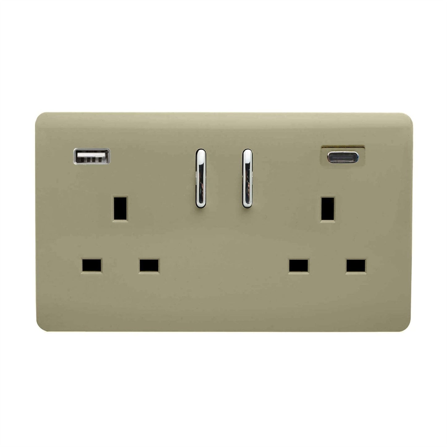 Trendi Switch 2 Gang USB 3100mA Type A & C USB Plug Socketin Champagne Gold
