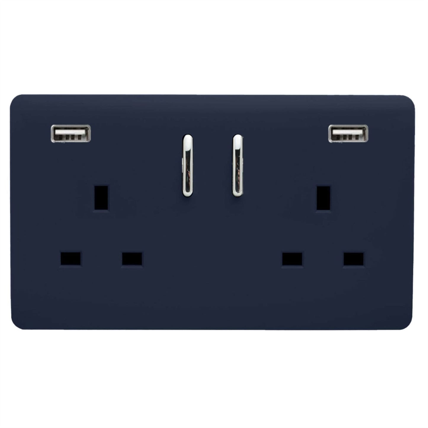 Trendi Switch 2 Gang USB 3100mA Plug Socketin Navy Blue