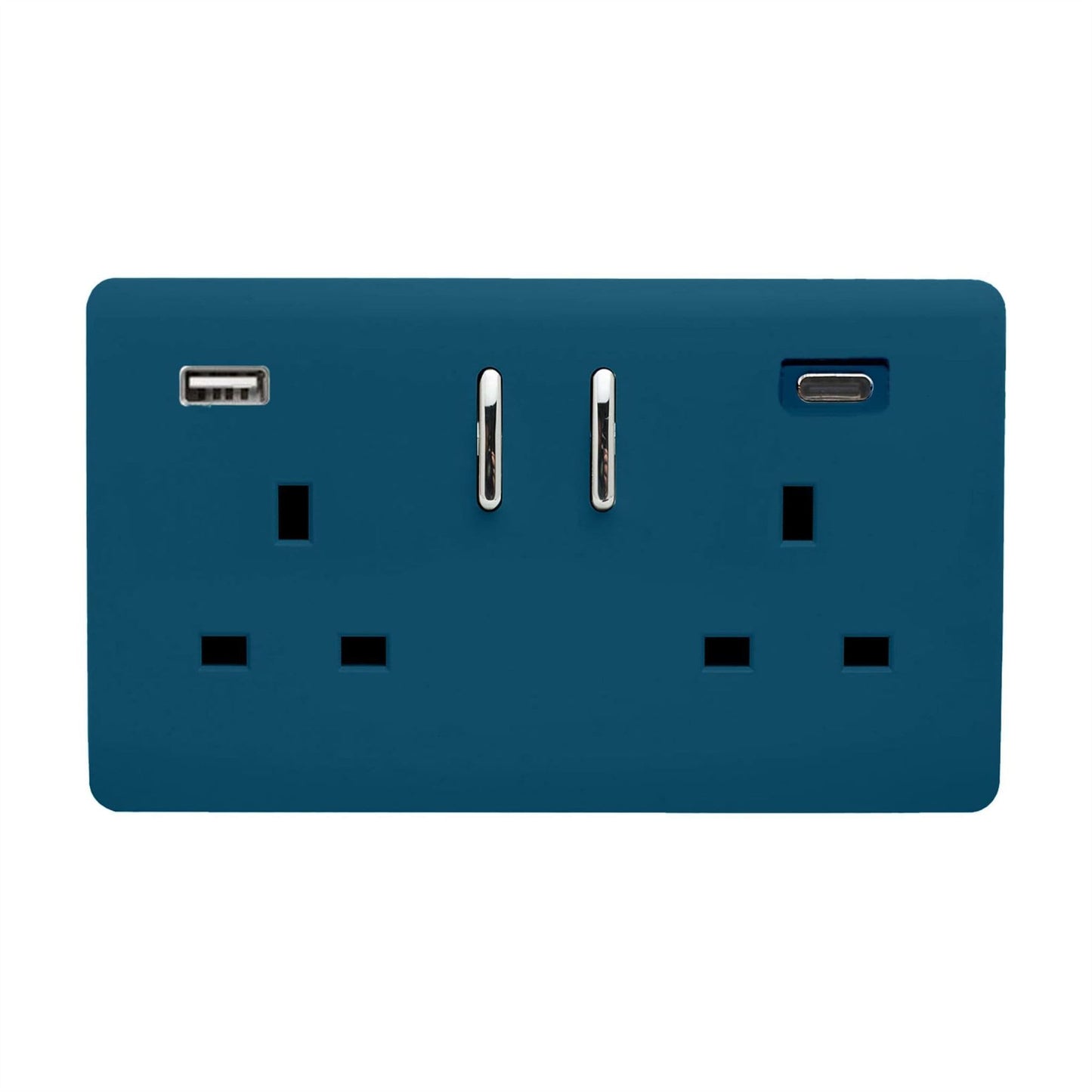 Trendi Switch 2 Gang USB 3100mA Type A & C USB Plug Socketin Midnight Blue
