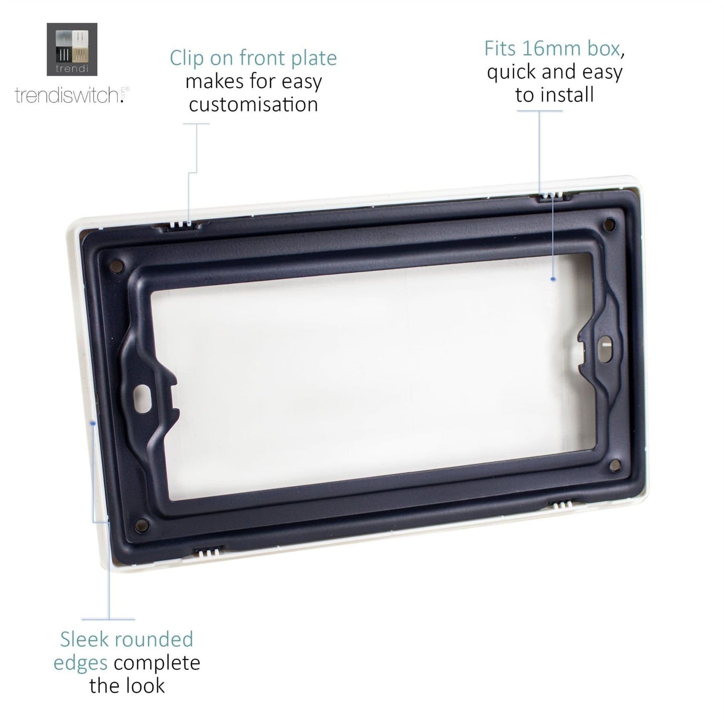 Trendi Switch Double Blanking Plate in Platinum Silver